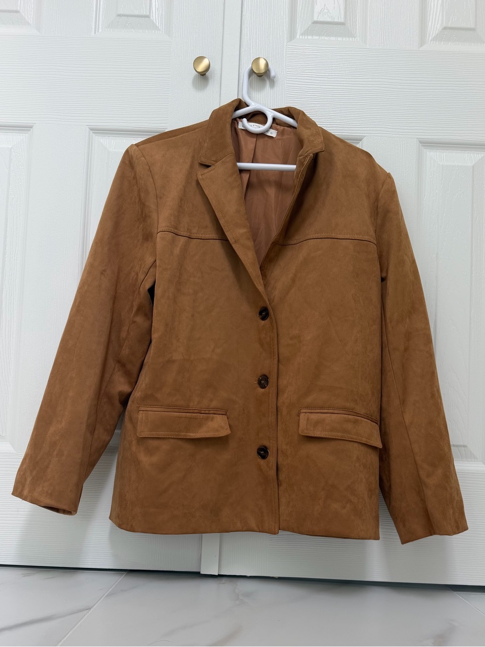 NWOT Altar'd State Women's Faux Suede Blazer in Warm Brown Size L